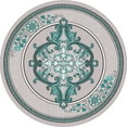 thumbnail image 3 of Glamour Hand Carved Thick Plush Pile Boho Traditional Oriental Floral Area Rug Carpet For Living Room Bedroom (Grey Turquoise, 5' 3" x 5' 3" Round), 3 of 30