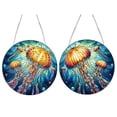 thumbnail image 3 of NEW HABIITS DIY Dotted Diamond Pendant, Diamond Art Painting Creative Design Round Home Decoration Pendant (Double-Sided Pattern, Single-Sided Dotted Diamond)-Jellyfish, 3 of 12