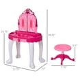 thumbnail image 3 of Pretend Play Girls Vanity Set with Mirror and Stool 21 PCS - Kids Makeup Vanity Table Set with Lights and Sounds - Kids Beauty Salon Set Includes Fashion Hair & Makeup Accessories & Blowdryer, 3 of 5