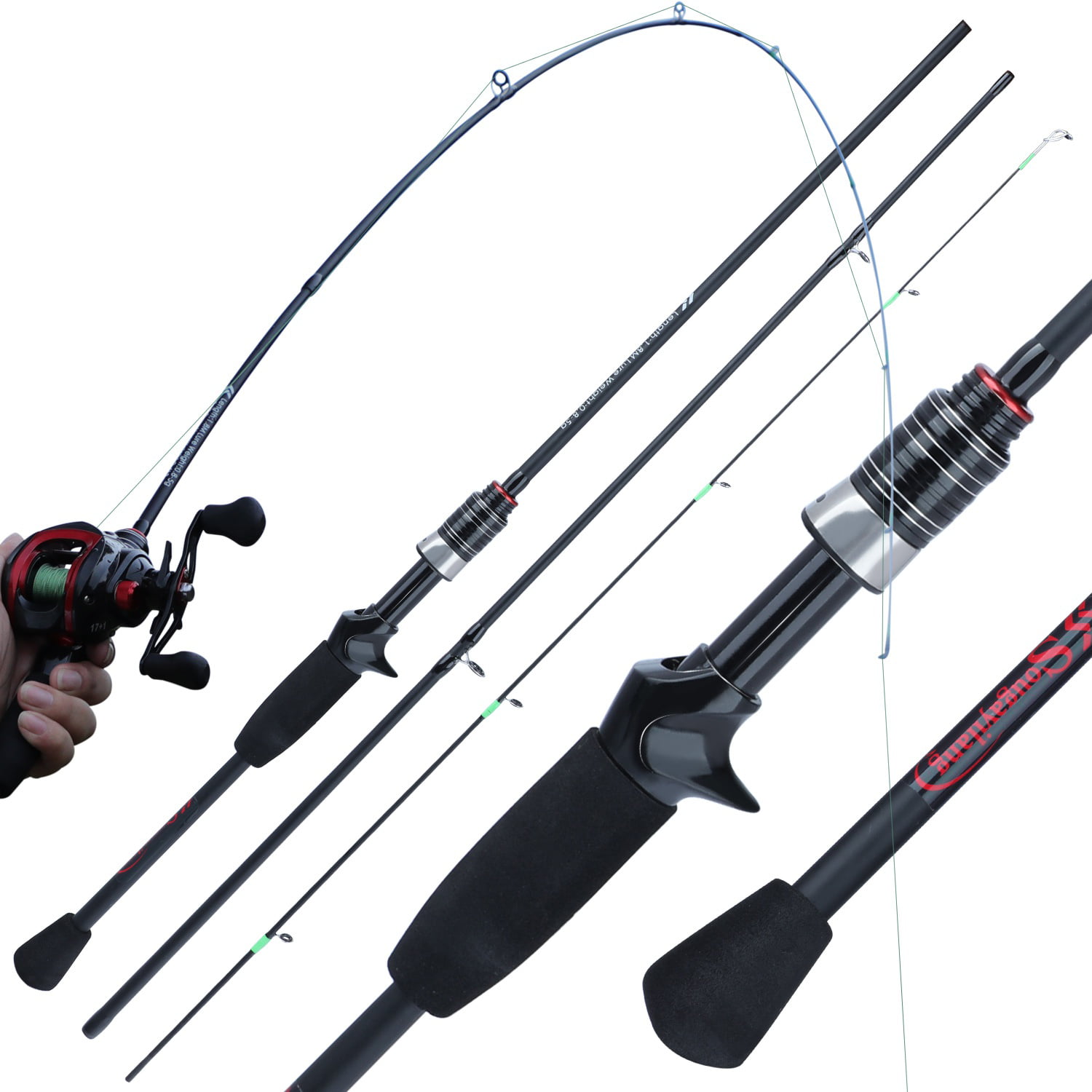 Carbon Fiber Fishing Rods Travel Spinning Lure Rod Sea Saltwater Pole 1.8M/5.9ft 