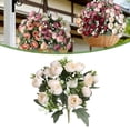 thumbnail image 5 of 2 Pcs Rose Artificial Flowers Fake Flowers Bouquet 15 Heads Silk Faux Floral Bundles with Stem for Home Bridal Wedding Arrangements Table Centerpieces Party Decor (White), 5 of 5