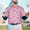 thumbnail image 5 of Lsque Cute Watermelon Flamingo Pattern Mens Polo Golf Shirts Funny Graphics Shorts Sleeve Button Shirts Baseball T-shirt-Medium, 5 of 7
