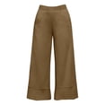 thumbnail image 5 of Liuinsasek Women's High Waist Straight Wide-Leg Pants Fashionable Versatile Casual Solid Color Elastic-Waist with Pockets Spring Summer Outfits, 5 of 7