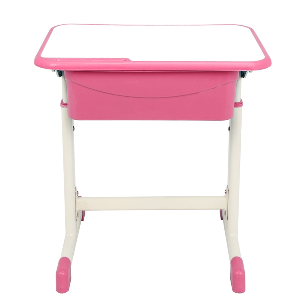 Kepooman Student Children Desk, Height Adjustable Kid's School Desk Set Set with Chair, Pink Kepooman Student Children Desk, Height Adjustable Kid's School Desk Set Set with Chair, Pink