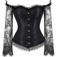 thumbnail image 1 of Corsets for Women Princess Renaissance Corset Lace Ruched Sleeves Elegant Overbust, 1 of 4