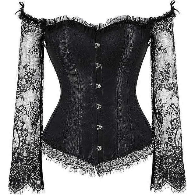 Corsets for Women Princess Renaissance Corset Lace Ruched Sleeves Elegant Overbust