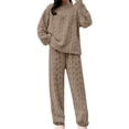 thumbnail image 2 of ManxiVoo Women's Pajama Sets Fleece Fuzzy Loose Fit Top and Pants Warm Cozy Winter Sleepwear Lounge Set for Home Comfort, 2 of 6