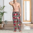 thumbnail image 5 of Uemuo Rose Flowers Pattern Men's Wide Leg Palazzo Lounge Pants with Pockets Light Weight Loose Comfy Casual Pajama Pants-X-Large, 5 of 9