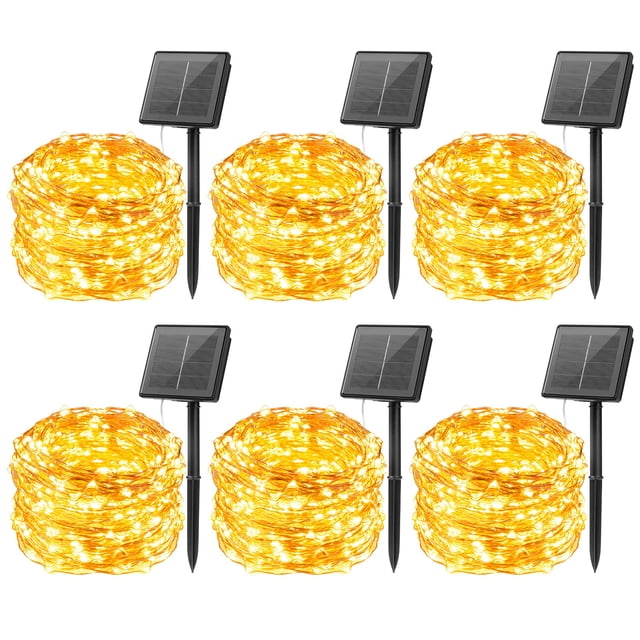 Guirnalda de luces solares Brightown, paquete de 6 unidades, 10 m, 100 LED, color blanco cálido