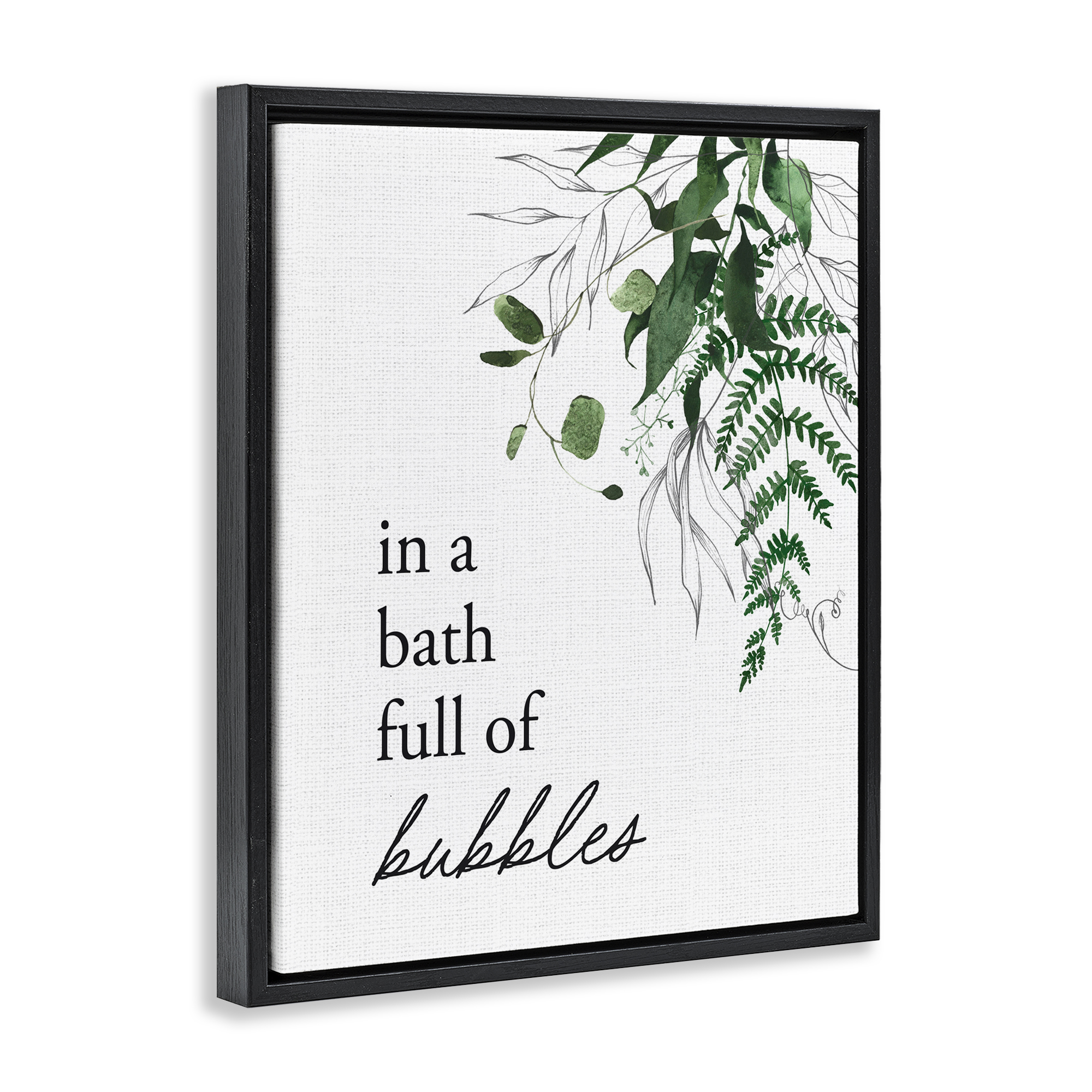 Forest Foliage Bubble Bath Black Framed Floater Canvas Wall Art, design by Lettered and Lined