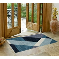 3' X 5' Blue Purple Grey And Teal Geometric Power Loom Area Rug