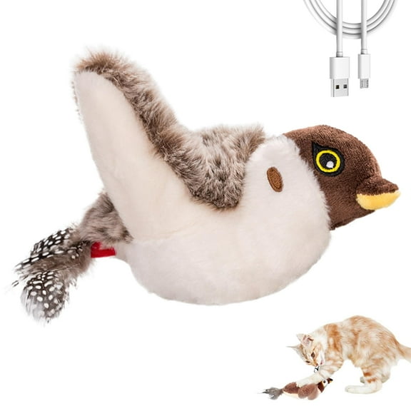 Hoehew Interactive Chirping Bird Cat Toys with Flapping Wings, 2025 New Flying Bird Cats Toy, Flying Simulation Electric Sparrow Shaking Bird Hunting Cat Toy for Indoor Pets