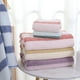 thumbnail image 4 of XmhyTop-A Juego de toallas de baño de 3 piezas de vellón coral, ultrasuaves y absorbentes, para el hogar, color azul, 4 of 5