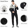 thumbnail image 4 of Chándal deportivo con capucha para hombre, manga larga, cremallera completa, pantalones deportivos, conjunto deportivo de dos piezas con parches, 4 of 5