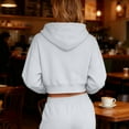 thumbnail image 4 of Uootdi Cropped Hoodies for Women Lightweight Soft Full-Zip Long Sleeve Sweatshirt Comfy Fall Fashion Outfits Winter Clothes Gift, 4 of 9