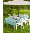 thumbnail image 4 of Boanket Outdoor Tablecloth with Umbrella Hole for Patio/Picnic/Party/Camping, Butterfly Flower Waterproof Table Cloth Rectangle Table Cover Washable, Retro Green Botanical Plant Leaves (60"x 102"), 4 of 7