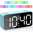thumbnail image 5 of Reloj despertador ruidoso para adultos que duermen profundamente, cargador USB, relojes pequeños para la mesita de noche del dormitorio, se puede despertar para niños, adolescentes (azul + RGB), 5 of 5