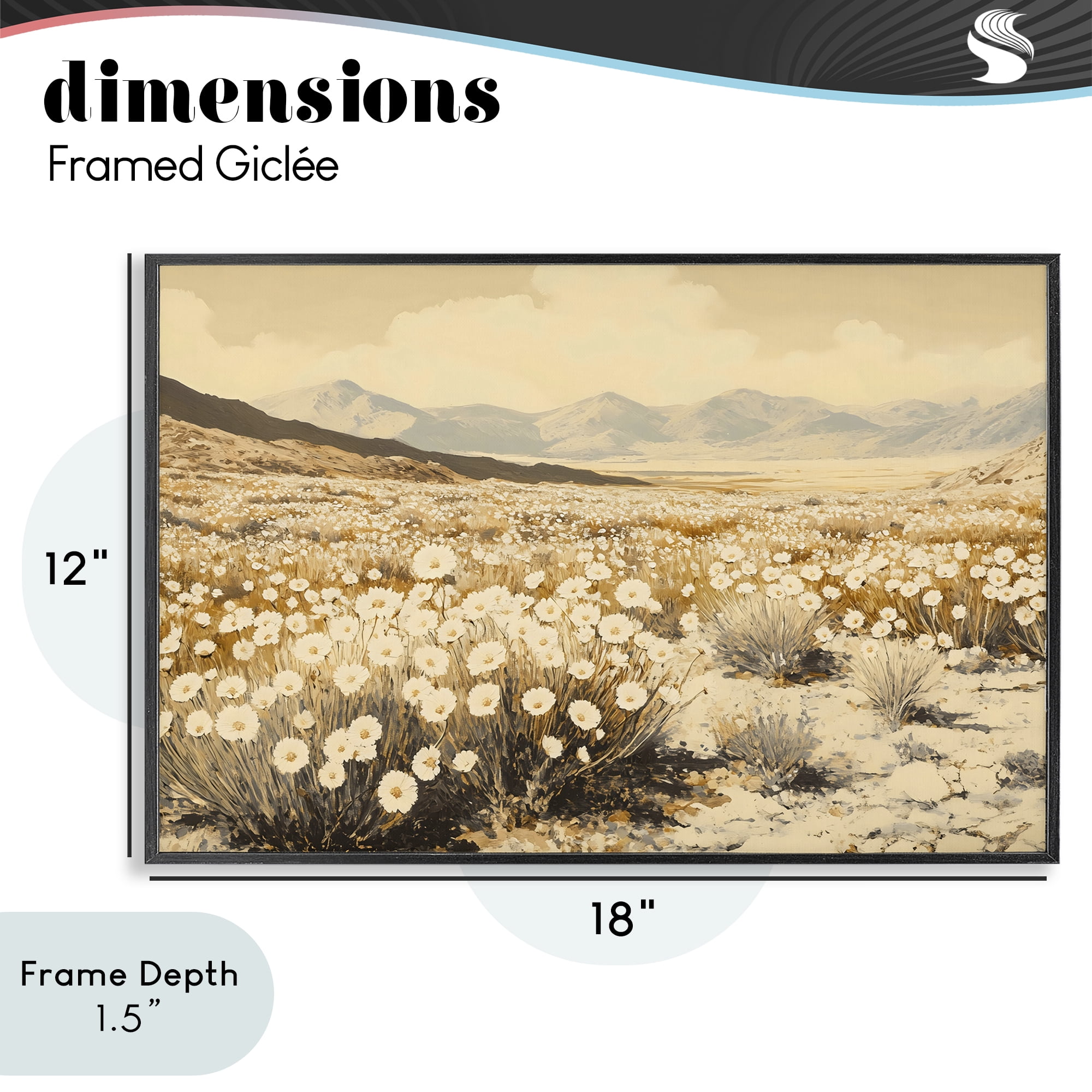 Stupell Industries Desert Wildflowers in Golden Valley Black Framed Giclee Art, design by Franklyn Gregory