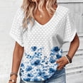 thumbnail image 1 of Xuyuer Womens T Shirt Casual Short Sleeve V-Neck Graphic T-Shirt Tops Tees Summer Dressy Casual Tops Pleated FrontVintage Shirt for Women Graphic Tee Casual Cottagecore Summer T Shirt, 1 of 6