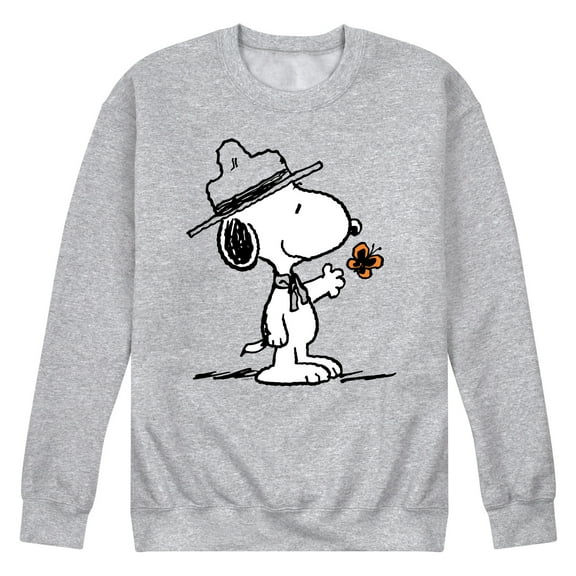 Peanuts - Ranger Snoopy And Butterfly - Men's Crew Neck Fleece Pullover