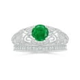 thumbnail image 4 of ANGARA Natural Aeon Vintage Style Solitaire Emerald Filigree Engagement Ring in 14K White Gold for Women (Size-6mm) | May Birthstone, Anniversary, Jewelry Gift for Women | Natural Emerald Ring, 4 of 9