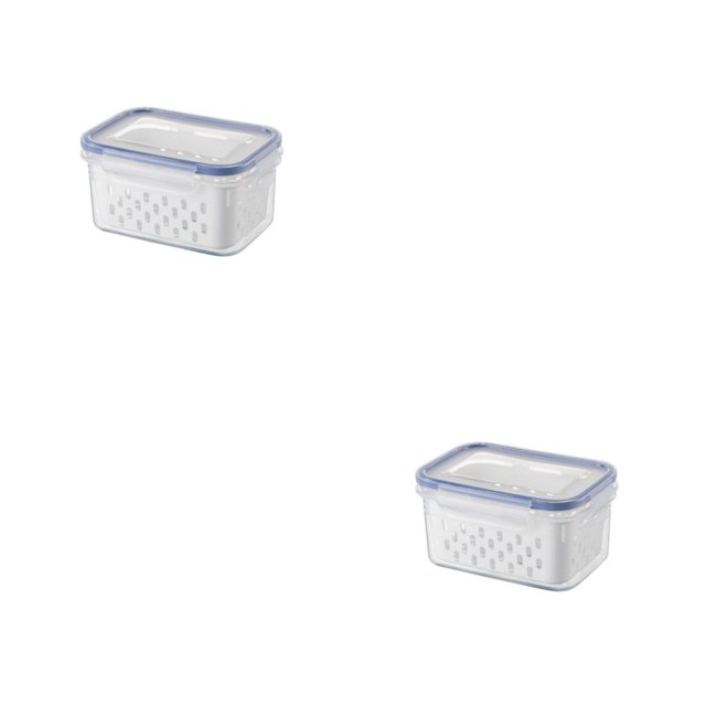 Kearding Caja de almacenamiento de frutas y verduras frescas para nevera, cesta de drenaje hueca de cocina de gran capacidad, organizador de Pequeña 2piezas