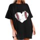 thumbnail image 1 of Tops de manga corta con hombros caídos informales de verano para mujer, camisetas divertidas con cuello redondo y estampado de béisbol OAVQHLG3B Store  lin121212, 1 of 5