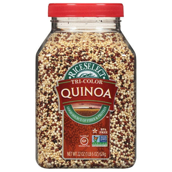RiceSelect Tri-Color Quinoa, Premium Gluten-Free Seed, Star-K Kosher, and Non-GMO Quinoa, 22-Ounce JarRDC15