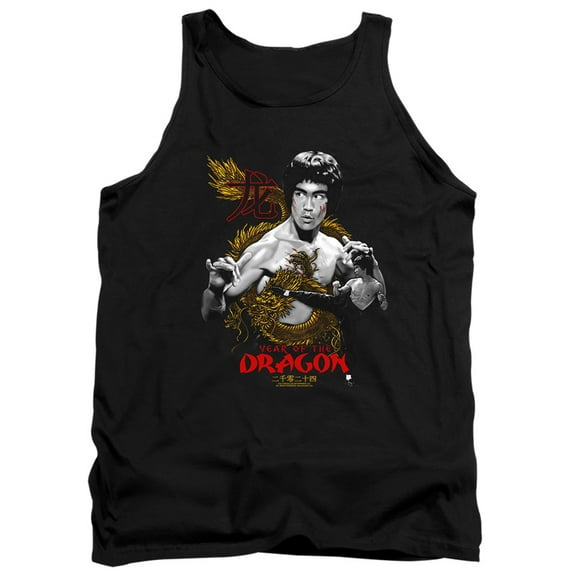 Bruce Lee Golden Year of the Dragon Unisex Adult Tank Top ,Black, Large