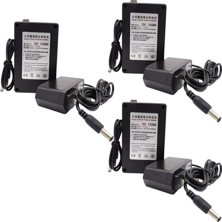 3x DC12V DC 12680 6800mAh Battery DC12680 12.6V Super Rechargeable Protable Li-ion Lithium Battery Pack with Charger for CCTV Alarm Systems Camera Walkie-talkies Camcorders and Led Power Supply