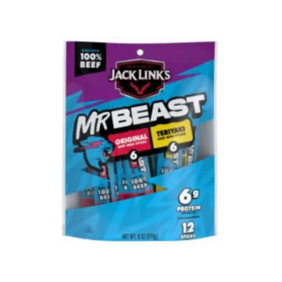 6oz Jack Link's Original  and Teriyaki Beef Sticks 1/1 Consumer Unit MRBEAST