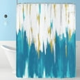thumbnail image 2 of Teal Blue Shower Curtain, Teal White Gold Brush Strokes Graffiti Oil Painting Modern Art Abstract Bathroom Curtain Waterproof Fabric Machine Washable with Hooks, 36" Wx72 L, 2 of 6
