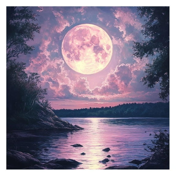 Moonlight Kits For Adults, 5D Seaside Moon For Beginners, Kits Di Full Drill with Paint