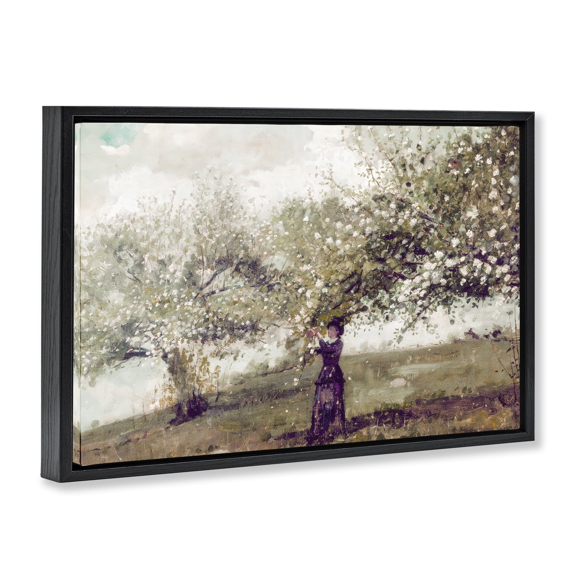 Stupell Industries Vintage Gathering Spring Blossoms Black Framed Floater Canvas Wall Art, design by Leah Straatsma