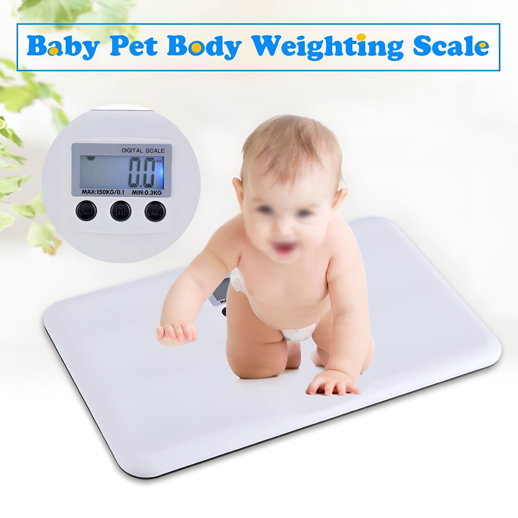 GJX Comfort Baby Scale 0.66Pound To 330 Pound Capacity Accurate Digital Scale For Toddlers And Babies Electronic Pet Scale (No Battery), 10.43x6.3''