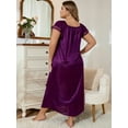 thumbnail image 2 of Plus Size Women's Square Neck Pleated Bow Nightgown, 2 of 4