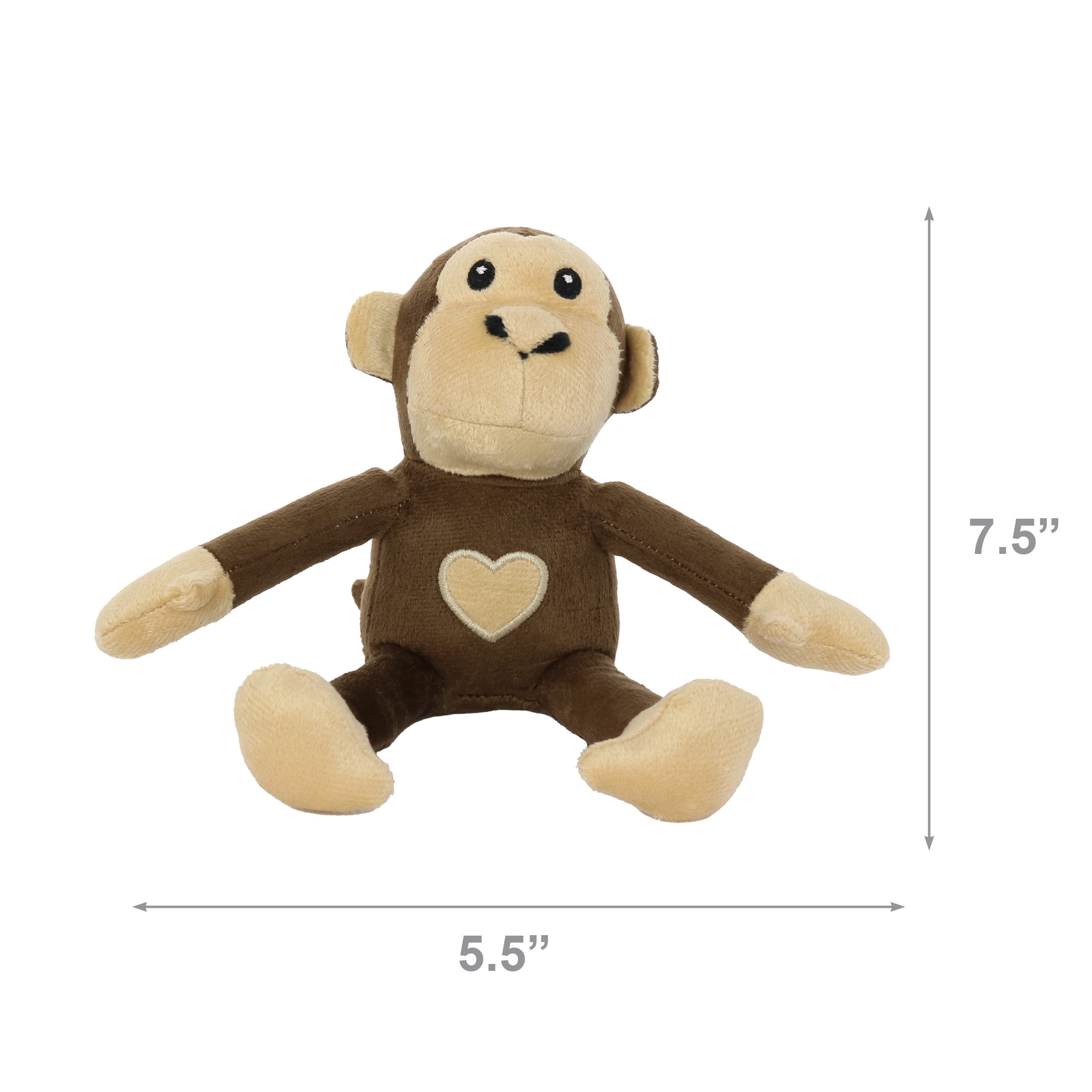 Mighty Jr Safari Monkey Brown Durable Plush Squeaky Dog Toy, 2 Pack