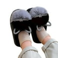 thumbnail image 3 of HNMKIU Kids Indoor Slippers with Backstrap Warm Slippers for Children Cozy Shoes Black,4-4.5 Years, 3 of 7