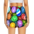 thumbnail image 4 of Xecao's Colorful Easter Eggs1 for a double-layer running short for women, perfect for gym, tennis, and more, featuring a convenient pocket., 4 of 9
