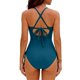 thumbnail image 3 of Traje de baño de una pieza para mujer, conjuntos de bikini para mujer, moda de primavera para mujer, estilo falda de color sólido conservador, conjunto de traje de baño con abertura y unión, 3 of 9