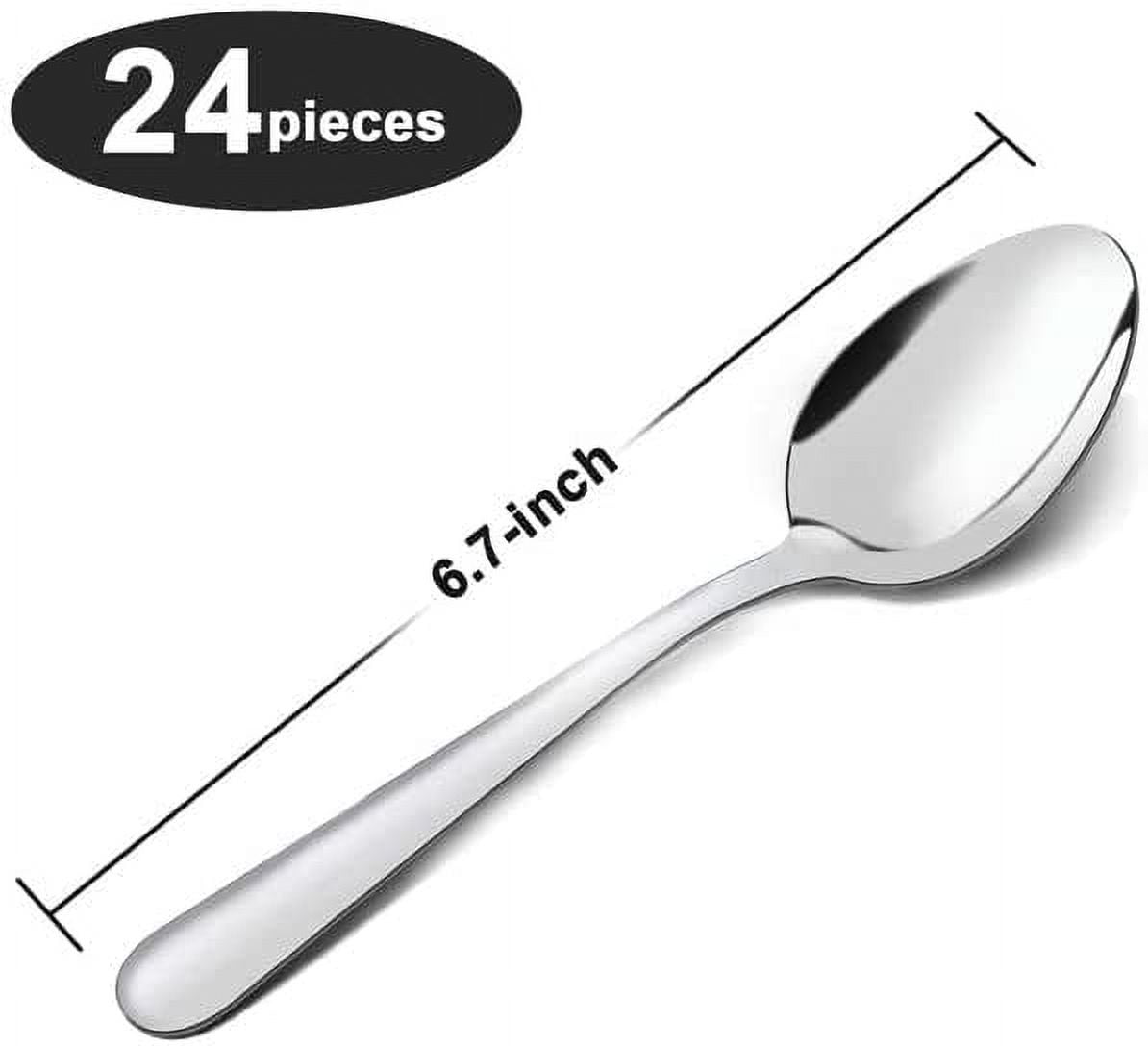 "Bestdin 24-Piece Stainless Steel Dinner Spoons, 6.7"" Mirror Polished ...