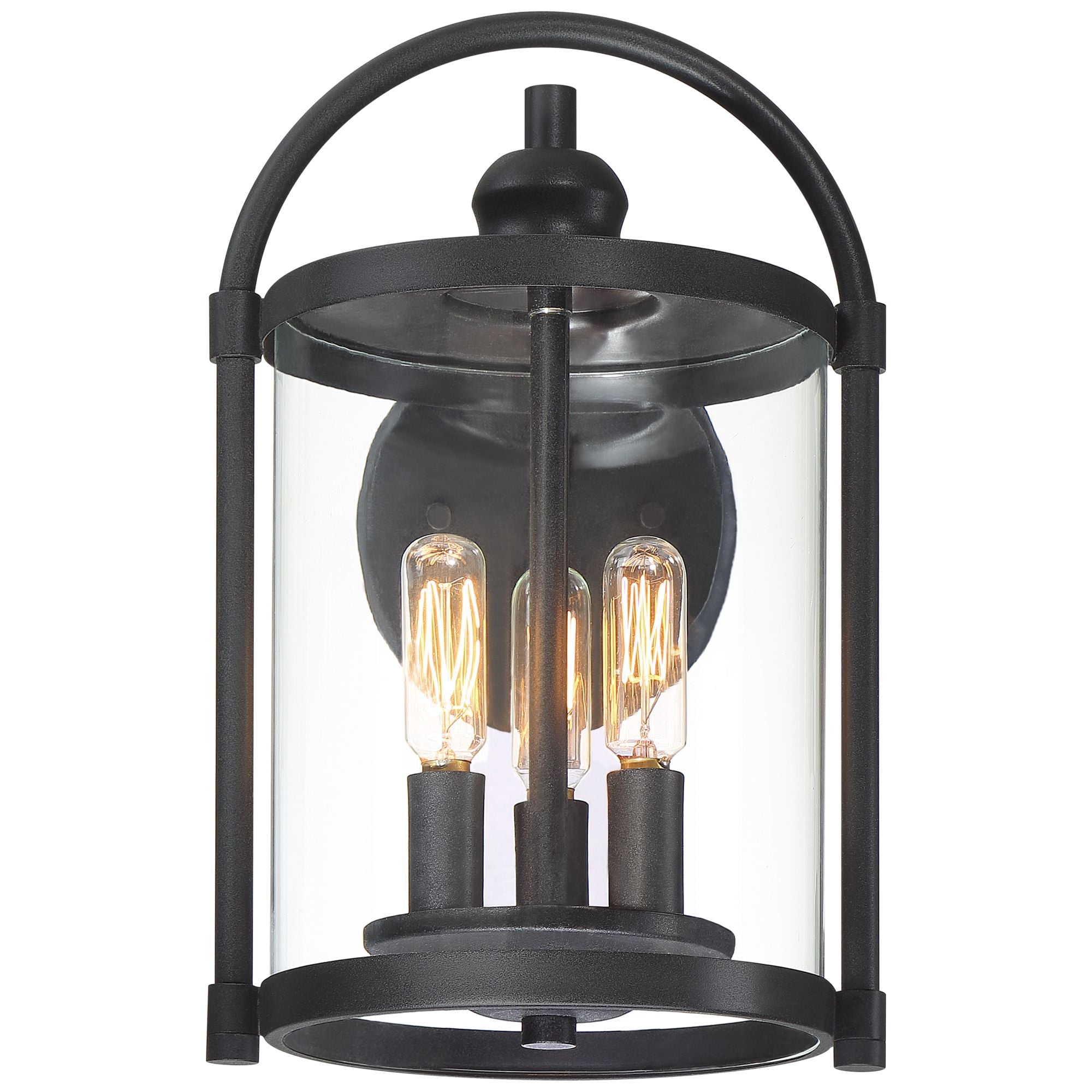 John Timberland Avani Modern Outdoor Wall Light Fixture Black Lantern 13" Clear Cylinder Glass for Post Exterior Barn Deck House Porch Yard Patio Home