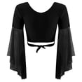thumbnail image 4 of ZALDITA Women's 3/4 Tulle Flared Sleeve Wrap Tie Top Blouse Belly Dance Bolero Shrugs Cardigan Black One Size, 4 of 7