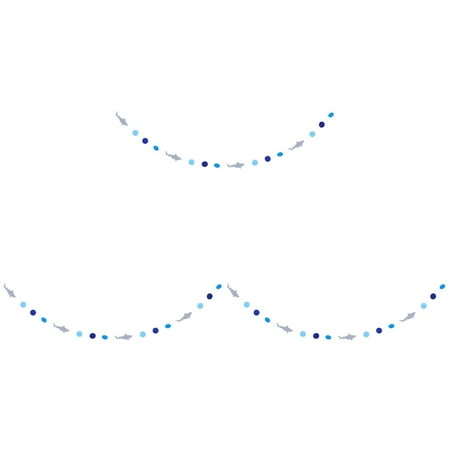 Hemoton 3pcs Cartoon Shark Banner Decoration Hanging Pull Flag Birthday Garland Party Supplies