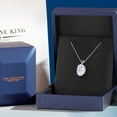 thumbnail image 5 of Gem Stone King 14K White Gold White Zirconia Pendant Necklace for Women | 4.27 Cttw | Gemstone Birthstone | Oval 10X8MM | With 18 inch Chain, 5 of 6