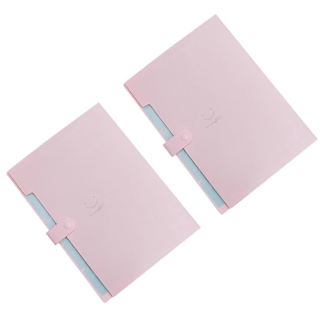 Plastic A4 Multi-Layer Classified Folders Pink 32.5x24cm for School Office Protecting from Dust 2Pcs