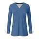 thumbnail image 5 of Xuyuer Women's V-Neck Long Sleeve Slim Drape Hem Solid Color Casual Blouse, Flowy T-Shirt Top for Business Casual, Dinner Dates and Elegant Daily Fashion, 5 of 5