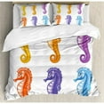 thumbnail image 3 of Animal Decor Twin Size Duvet Cover Set, Set of Baby Seahorse Diving Swim Unique Young Happy Mascot Maritime Art Prints, Decorative 2 Piece Bedding Set with 1 Pillow Sham, Multi, by Ambesonne, 3 of 3