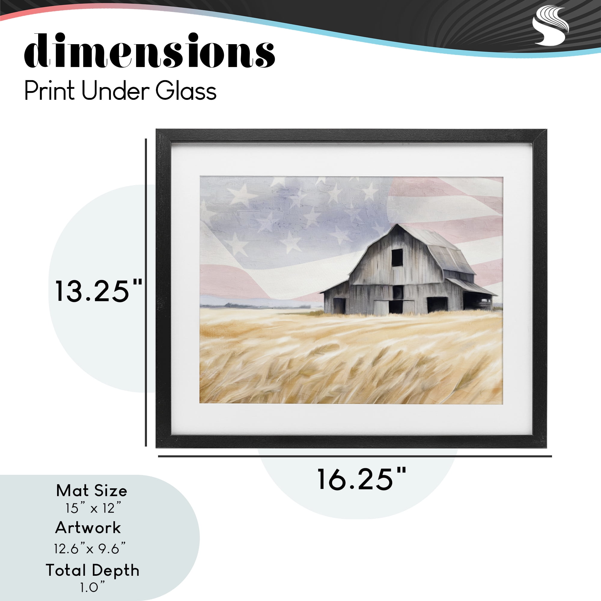 Stupell Industries Amber Waves of Farmland Black Framed Print Under Glass, design by Kim Allen