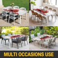 thumbnail image 5 of Valentine's Day Table Cloths for 4 Foot Rectangle Tables, Red Plaid Truck Roses Love Leaves Wood Patio Waterproof Elastic Fitted Tablecloths, Washable Rectangular Table Cover for Camping, 5 of 8